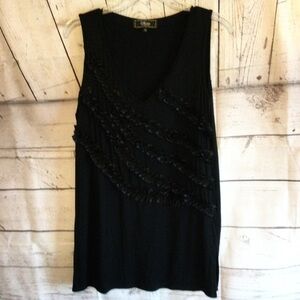 Status by Chenault Black Sleeveless Ruffle Design Tank Top For Layering Size Med